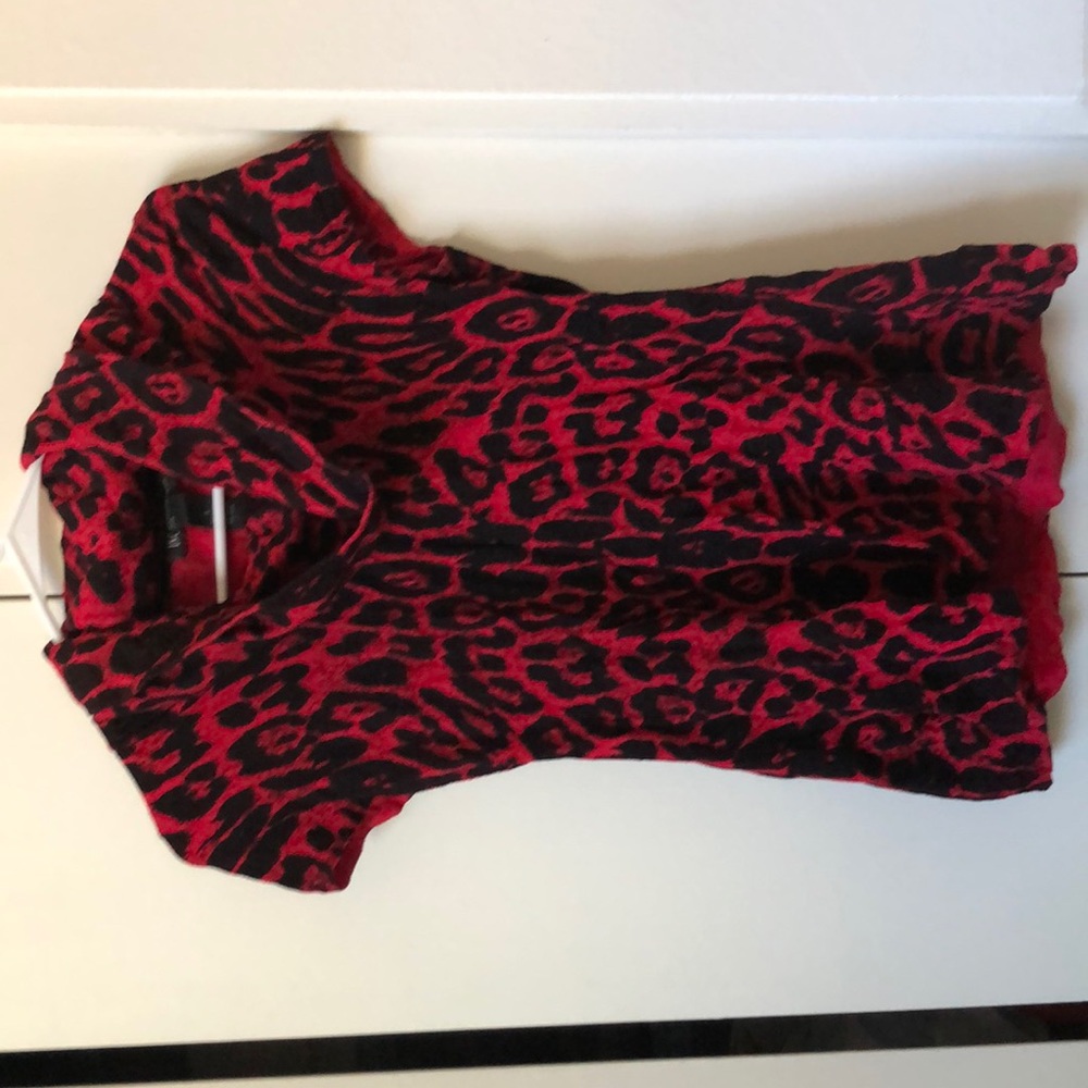 INC red leopard print cowl neck shirt